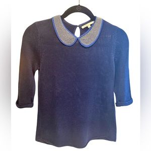 Maje Peter Pan Collar Sweater w/ Chain Detail